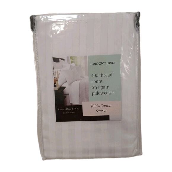 2 Hotel Hampton Collection 400 THREAD Standard Pillowcases Cotton Sateen Luxury - Picture 9 of 10